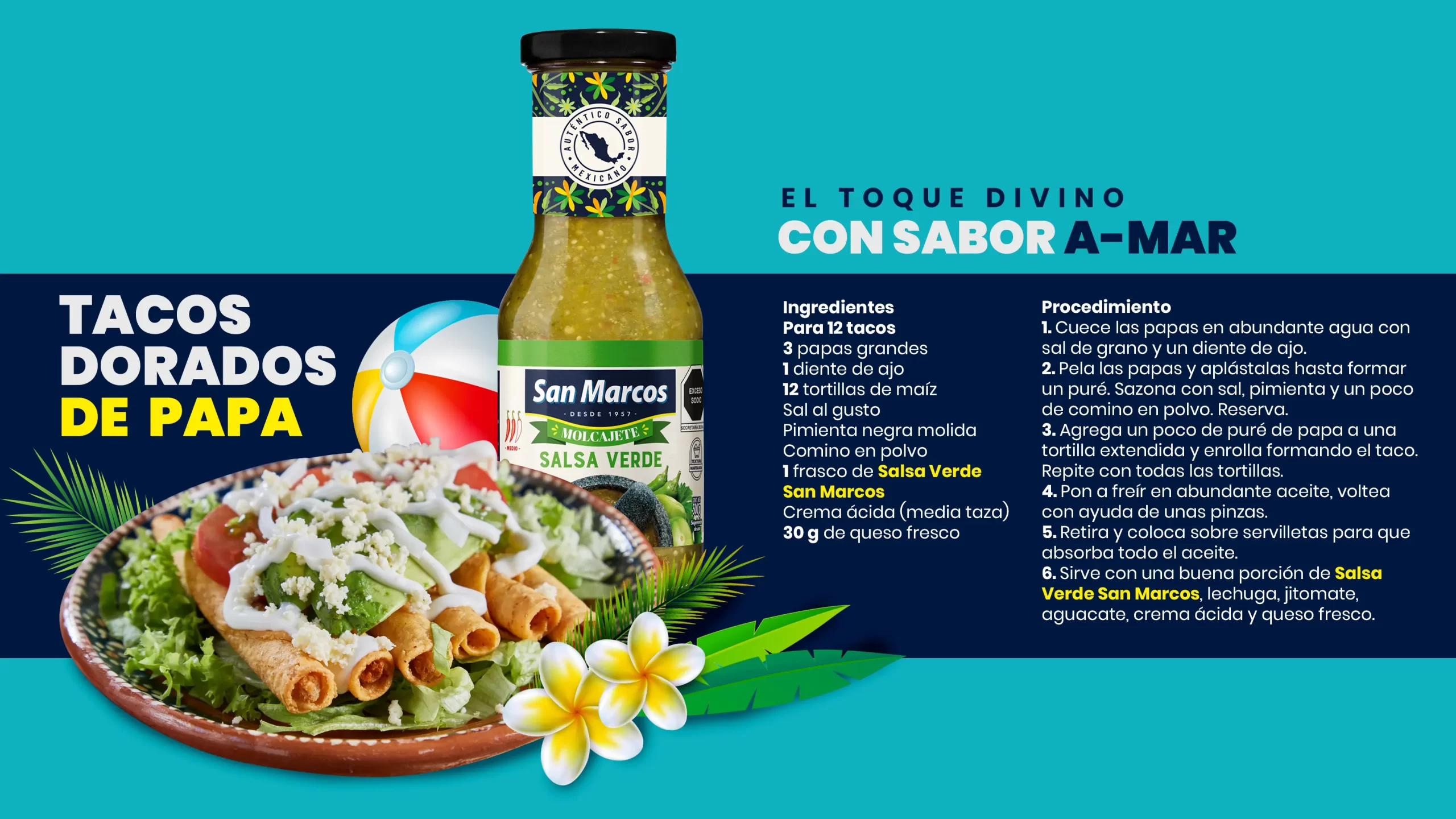 Tacos dorados de papa